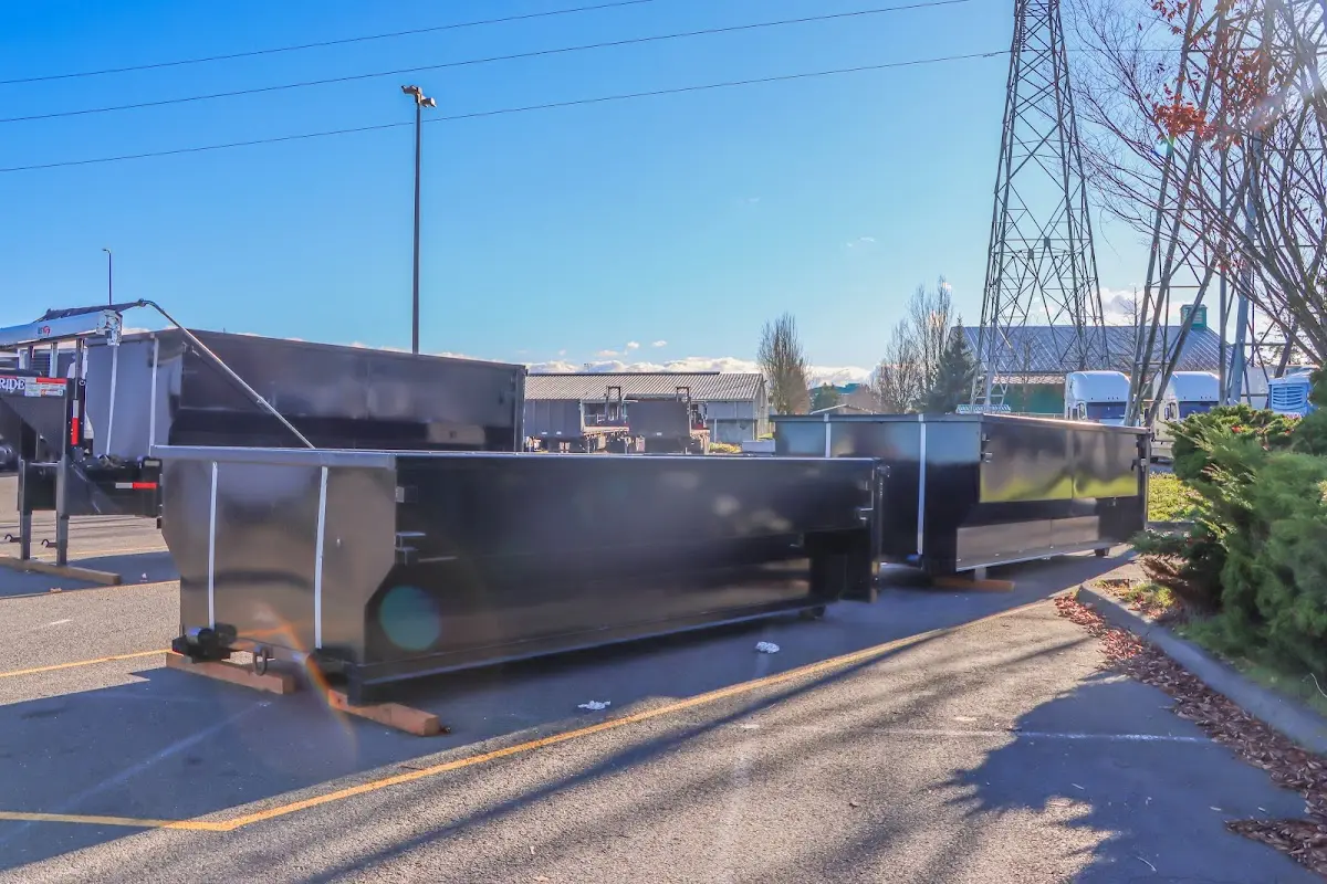 Roll-off dumpster ready for waste disposal at job site for Construction Dumpster Rental in Highwood